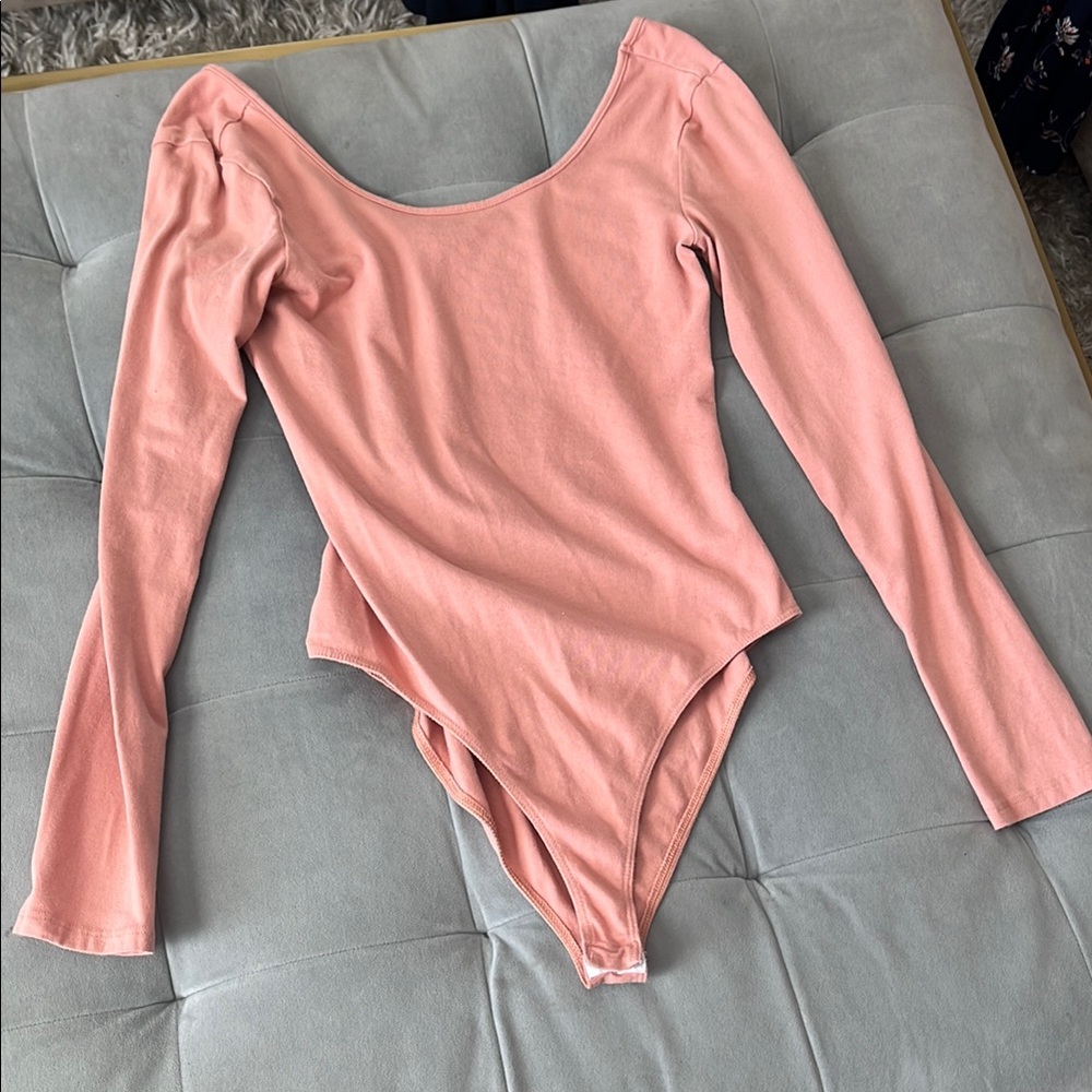 Charlotte Russe Pink Long Sleeve One Piece Bodysuit